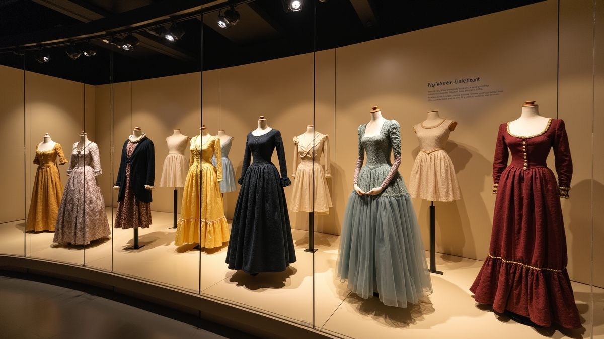 Historische jurken in een museum.