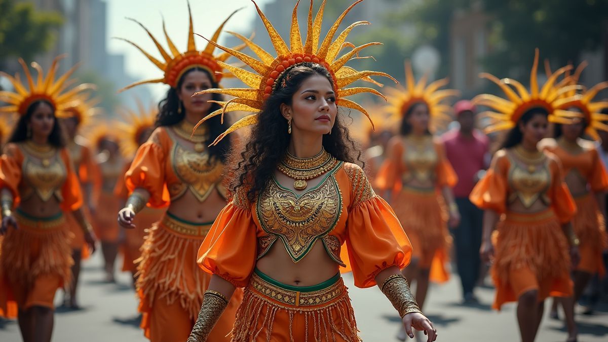 Historische parade die de oorsprong van het Braziliaans Carnaval weergeeft.
