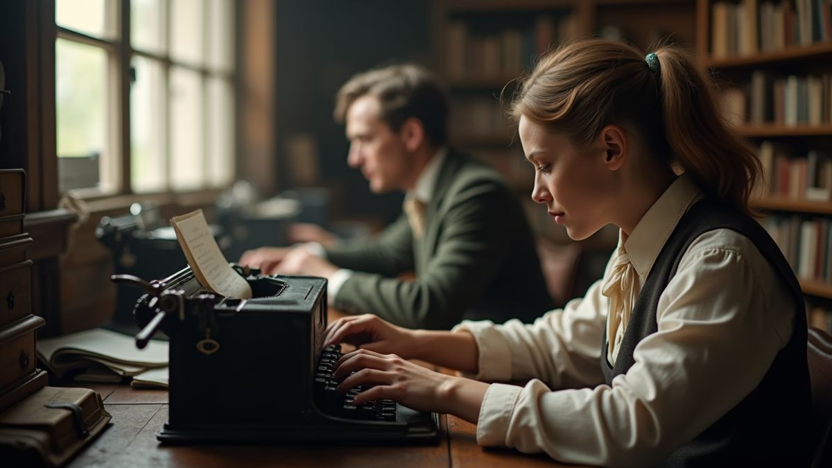 Historische schrijvers aan vintage typemachines