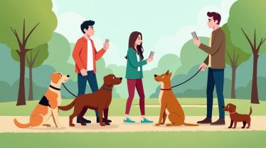 Hondenbezitters beschermen hun huisdieren in een park