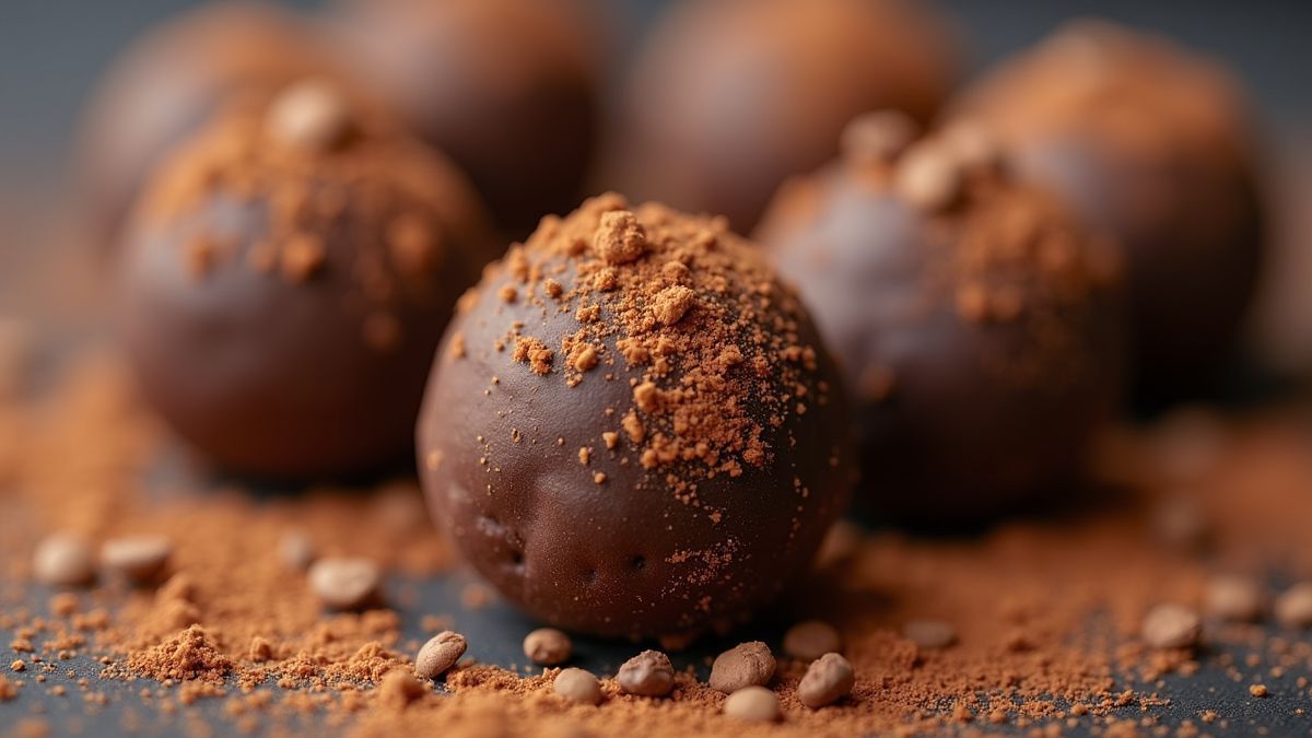 Huisgemaakte chocolade truffels met cacaopoeder