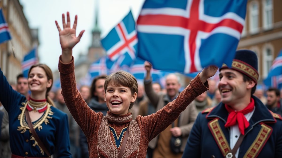 IJslandse vlaggen en traditionele kostuums
