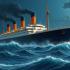 Illustratie van de RMS Titanic die zinkt in de Atlantische Oceaan