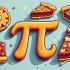 Illustratie van het Pi-symbool met verschillende taarten