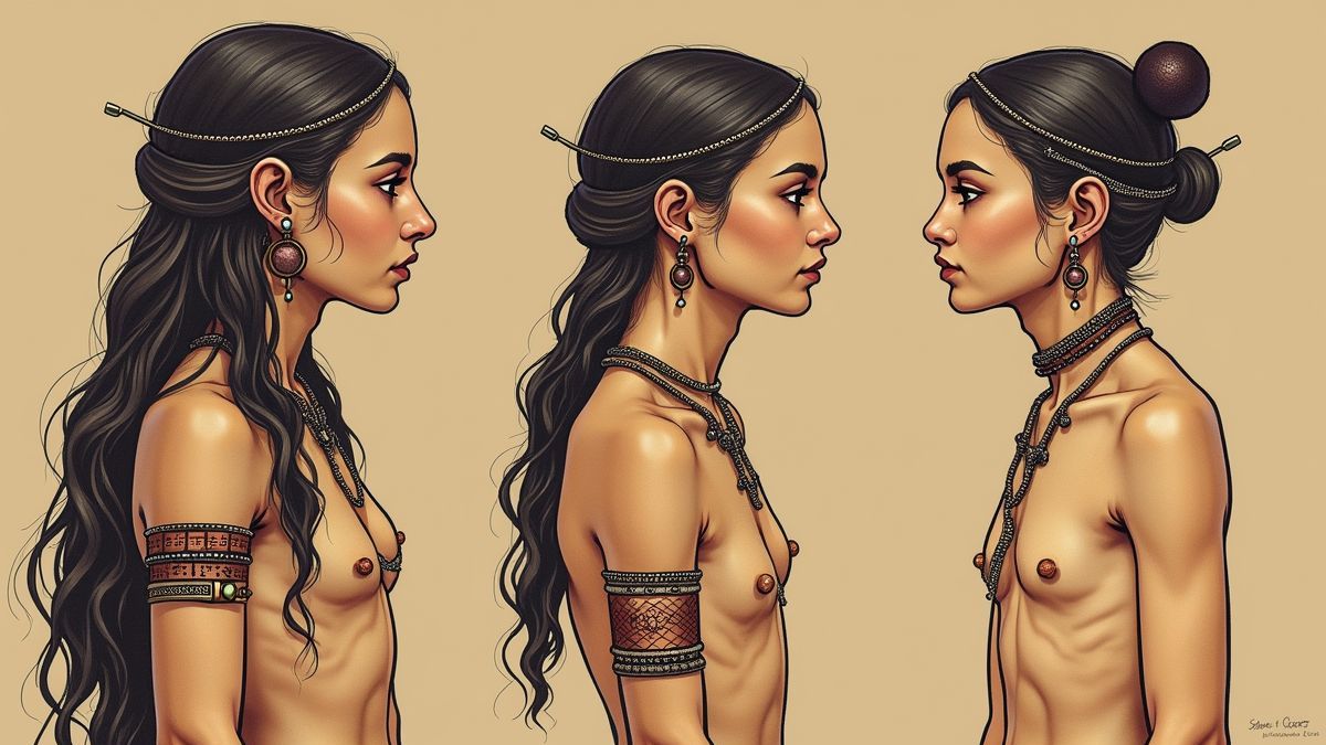 Illustratie van historische culturen met lichaamspiercings en hun betekenis
