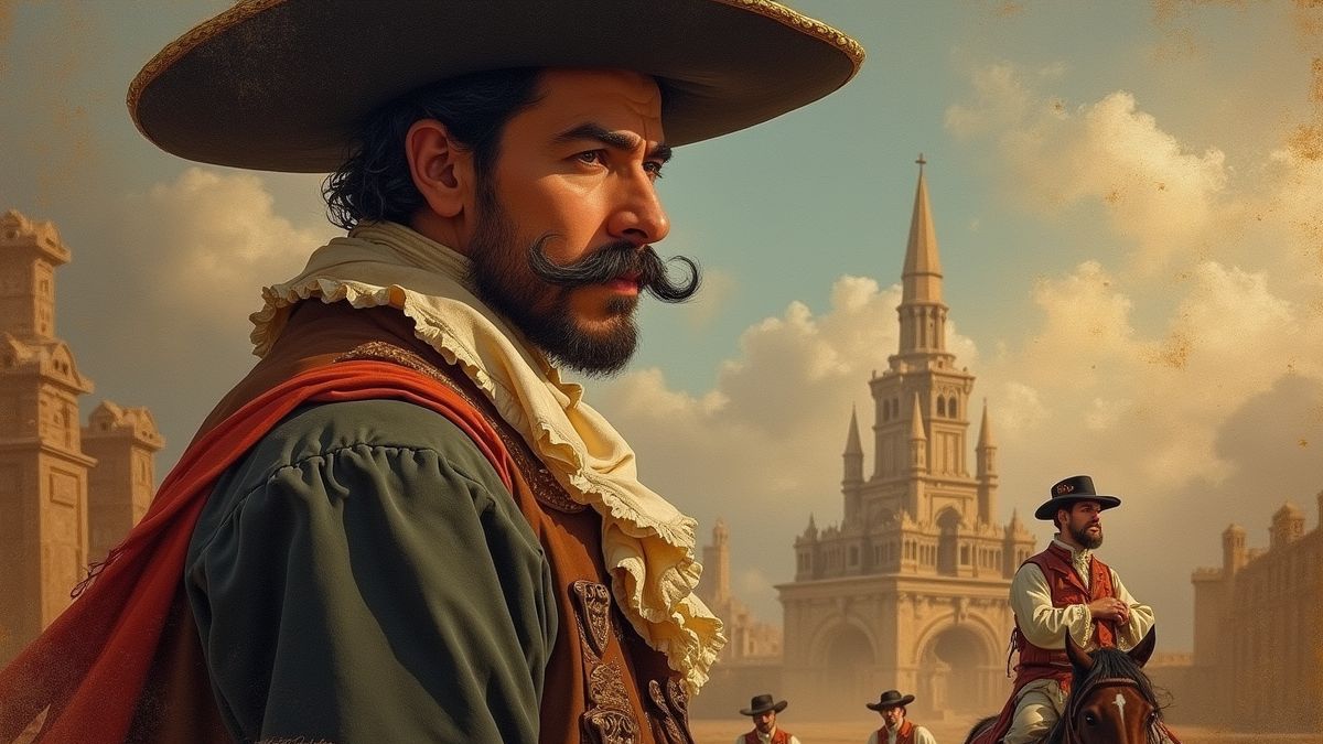 Illustratie van Miguel de Cervantes en Don Quixote.