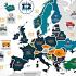 Illustratie van noodhulpdiensten in Europa met het 112-symbool.