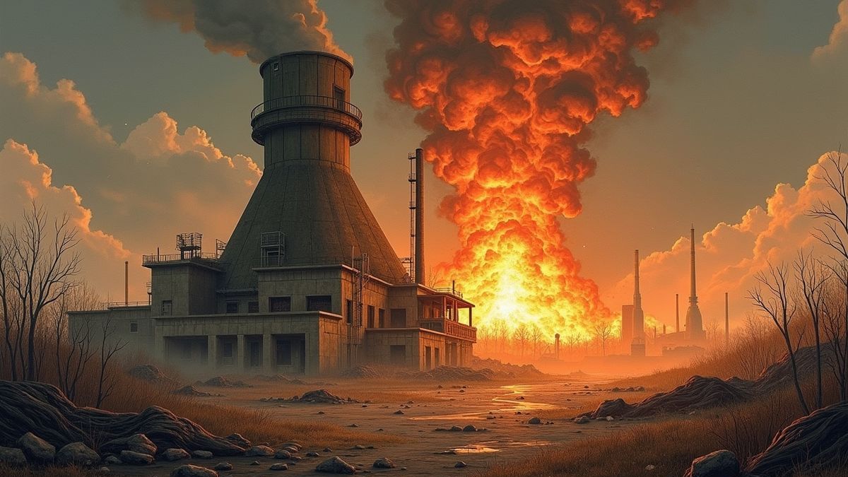 Illustratie van Reactor 4 tijdens de explosie.