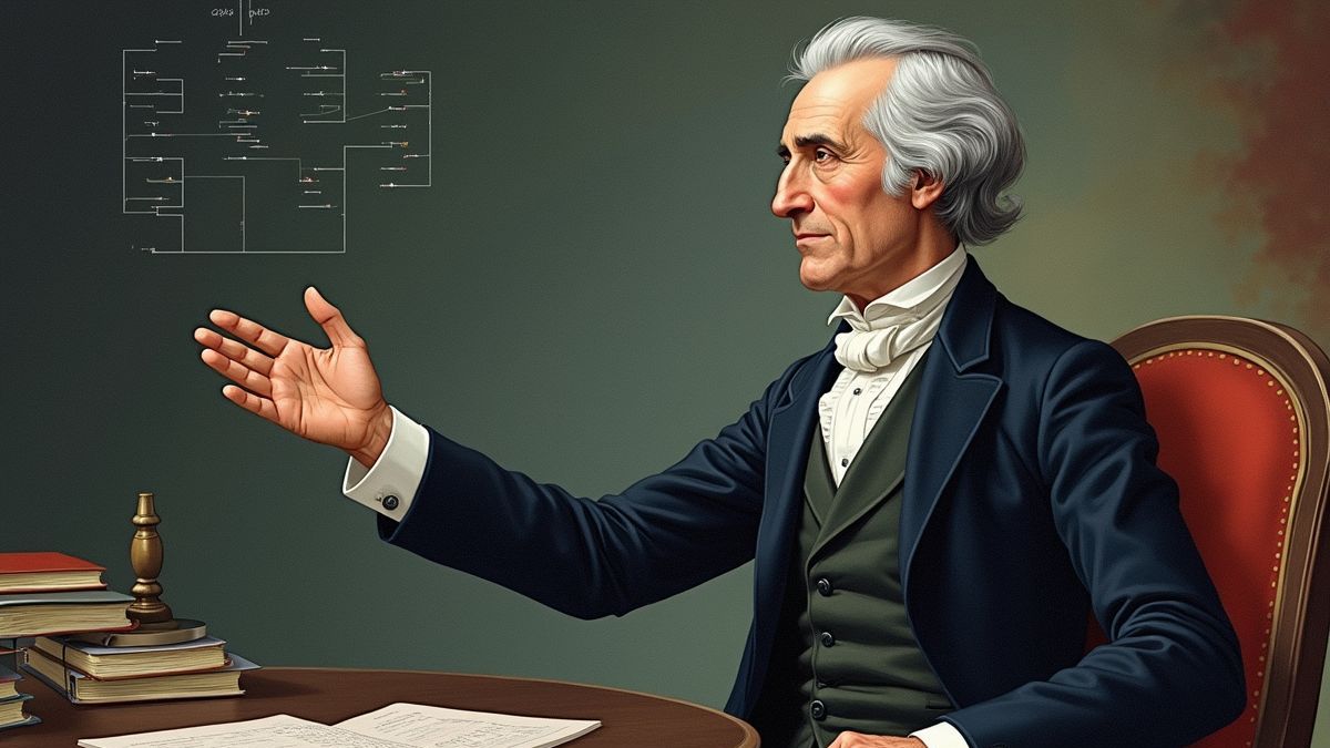 Illustratie van Samuel Morse die een morsecode bericht stuurt.