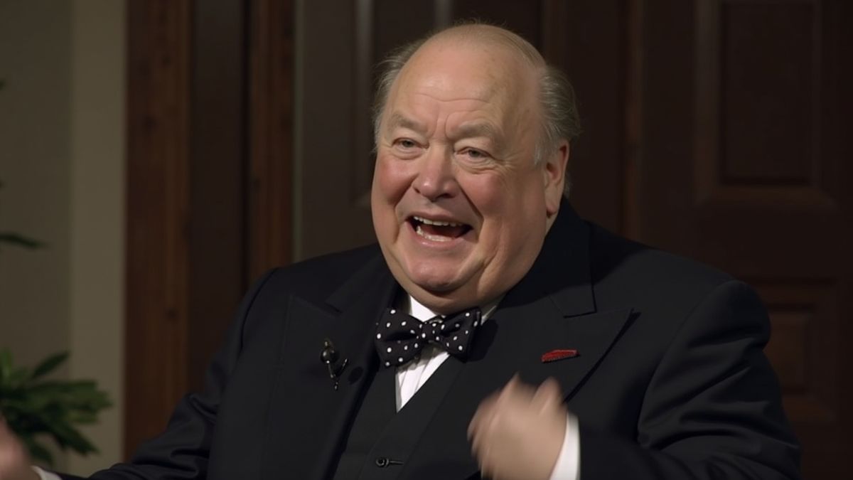 Inspirerende foto van Churchill tijdens een toespraak