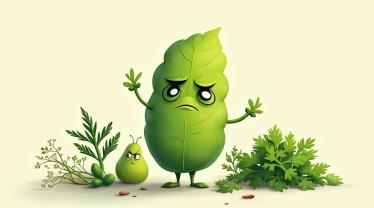 Karikatuur van korianderblad