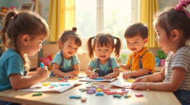 Kinderen die samen spelen in een kleuterklas