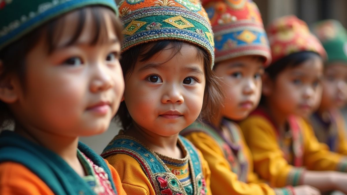 Kinderen die zich bezighouden met culturele activiteiten uit verschillende landen.