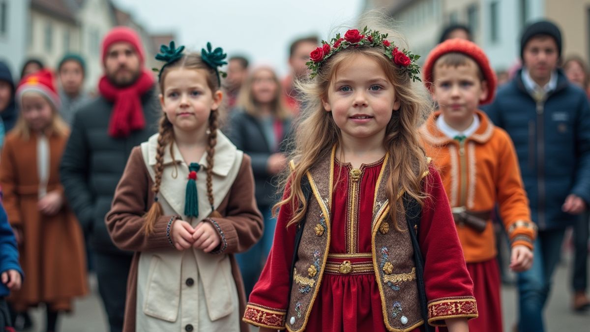 Kinderen in nationale kostuums tijdens de vieringen