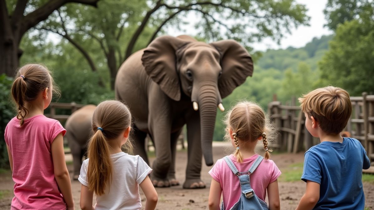Kinderen leren over olifanten via een inspirerend educatief programma.