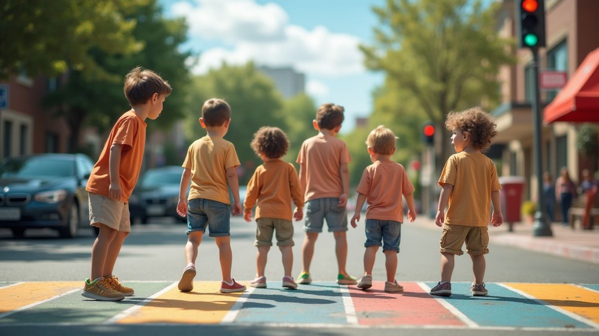 Kinderen spelen het verkeerslichten spel