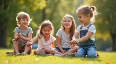 Kinderen spelen samen buiten in een park