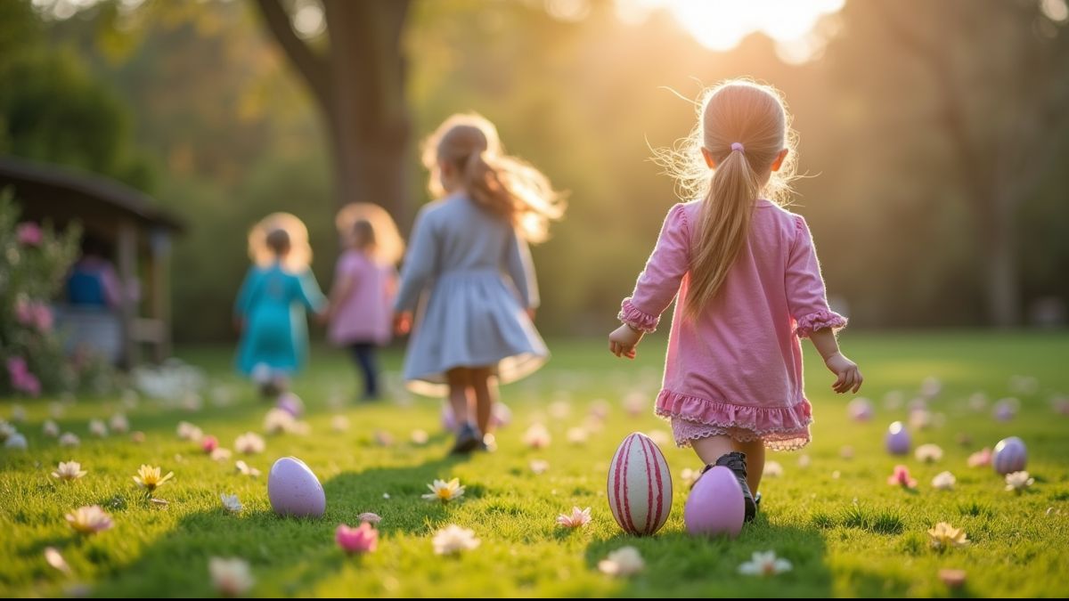 Kinderen zoeken paaseieren