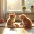 Kittens die spelen met speeltjes in een zonnig huis