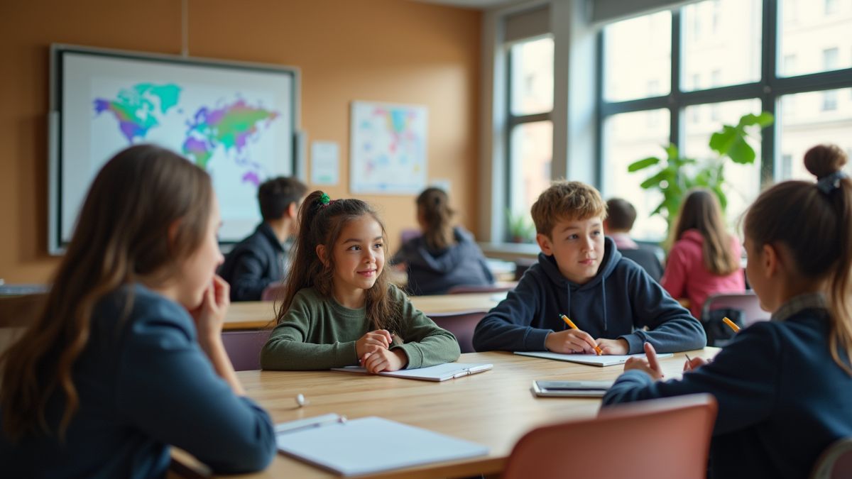 Klaslokaal waar studenten leren over hernieuwbare energie