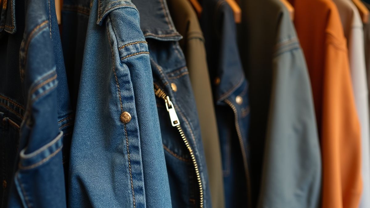 Kledingkast met diverse items met ritssluitingen.