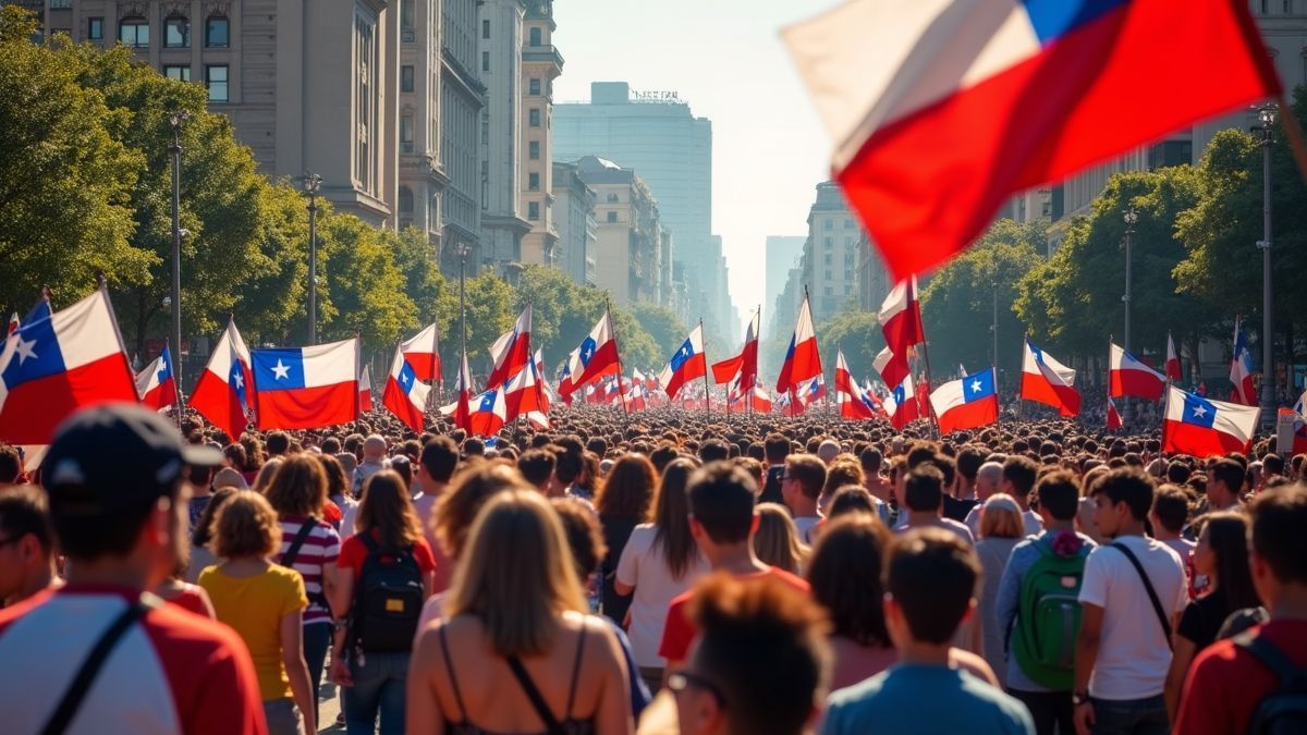 Kleurige parades ter gelegenheid van Onafhankelijkheidsdag in Santiago, Chili