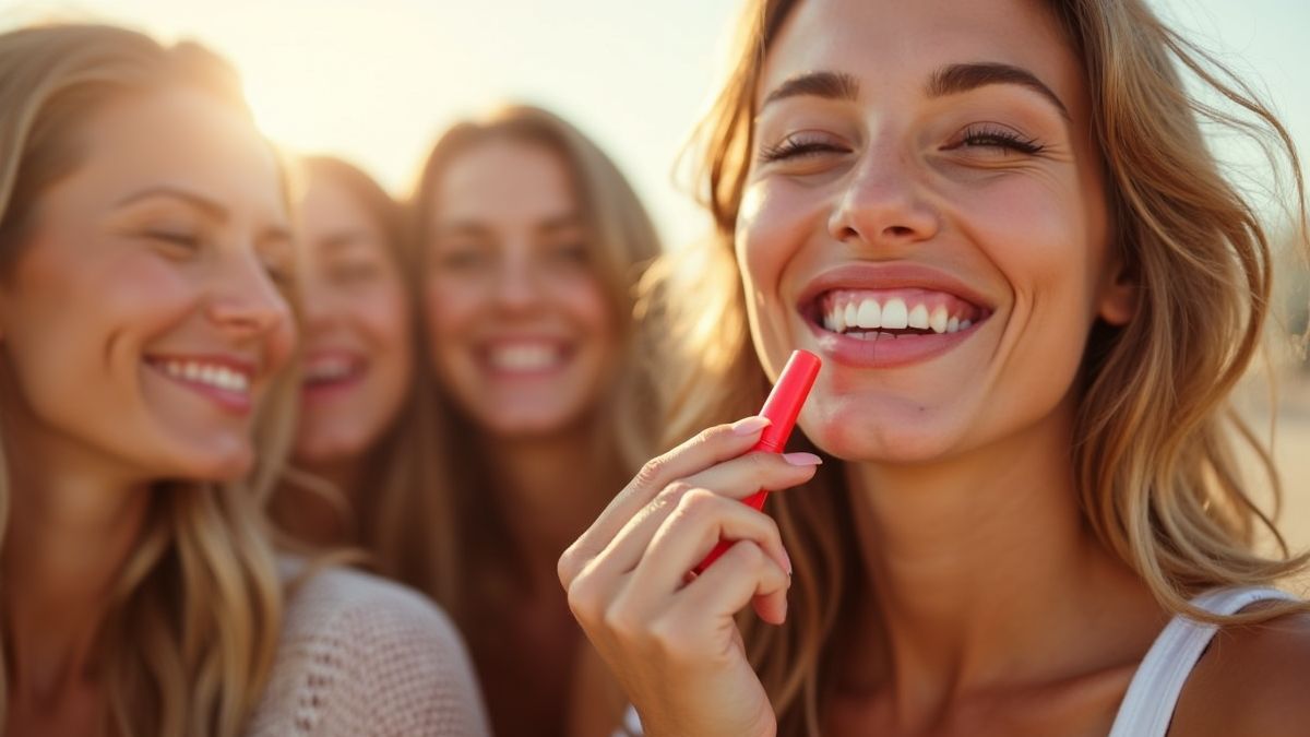 Lachende mensen met gezonde lippen