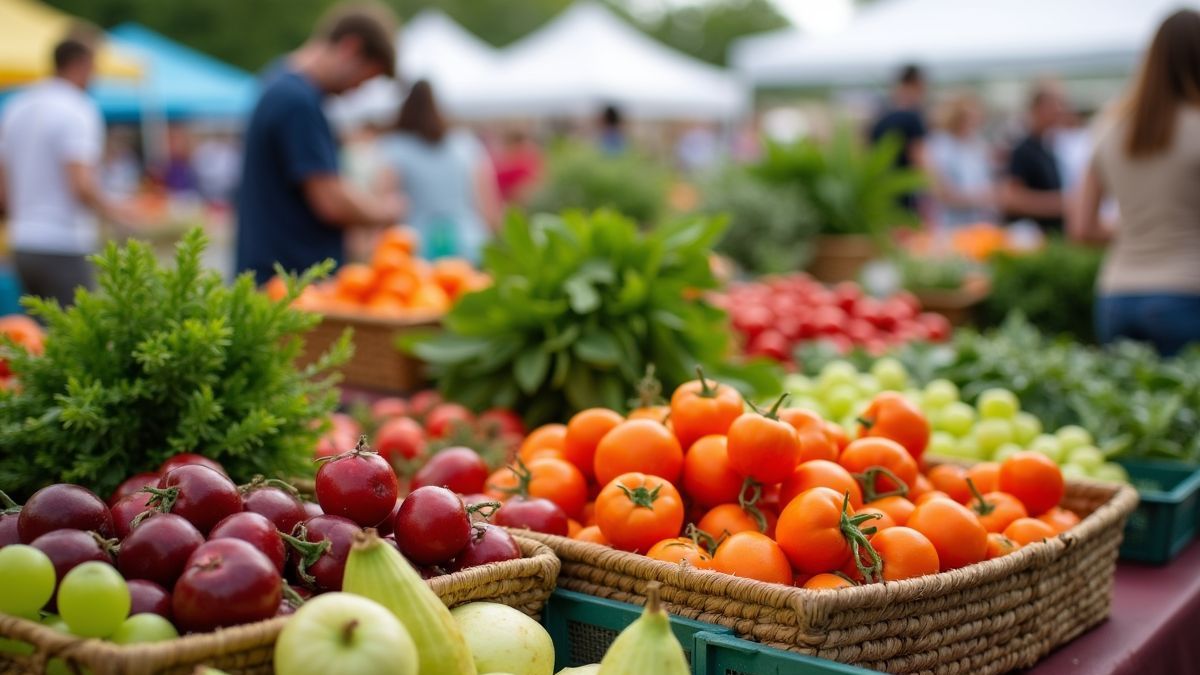 Levende boerenmarkt in Rhode Island