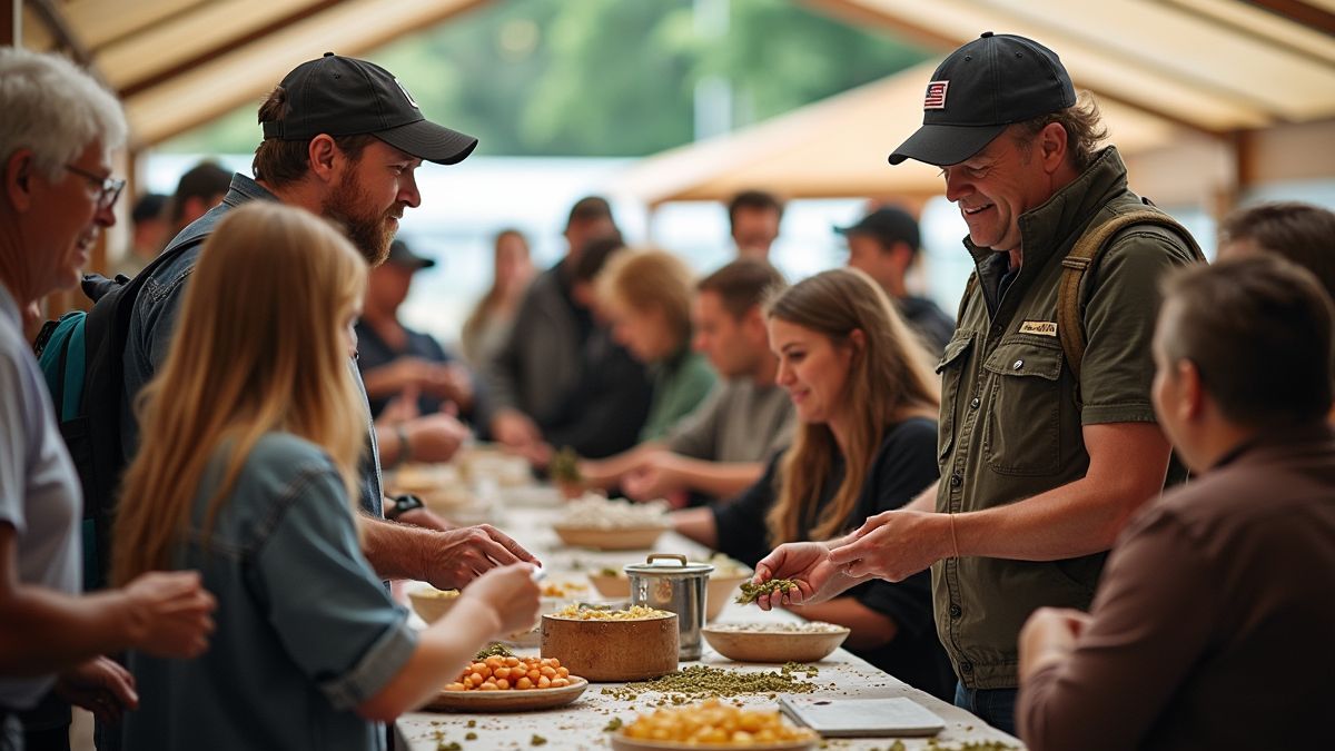Liefdadigheidsevenement gericht op welzijn van boerderijdieren, deelnemers doneren en interacteren.
