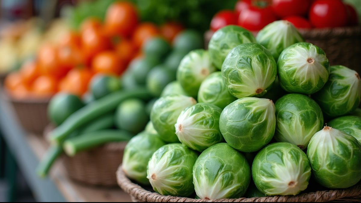 Lokale boerenmarkt met spruitjes en seizoensproducten