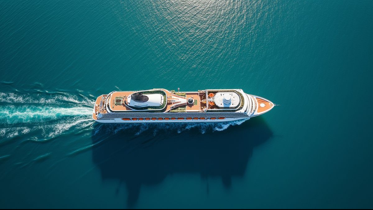 Luchtfoto van een cruiseship