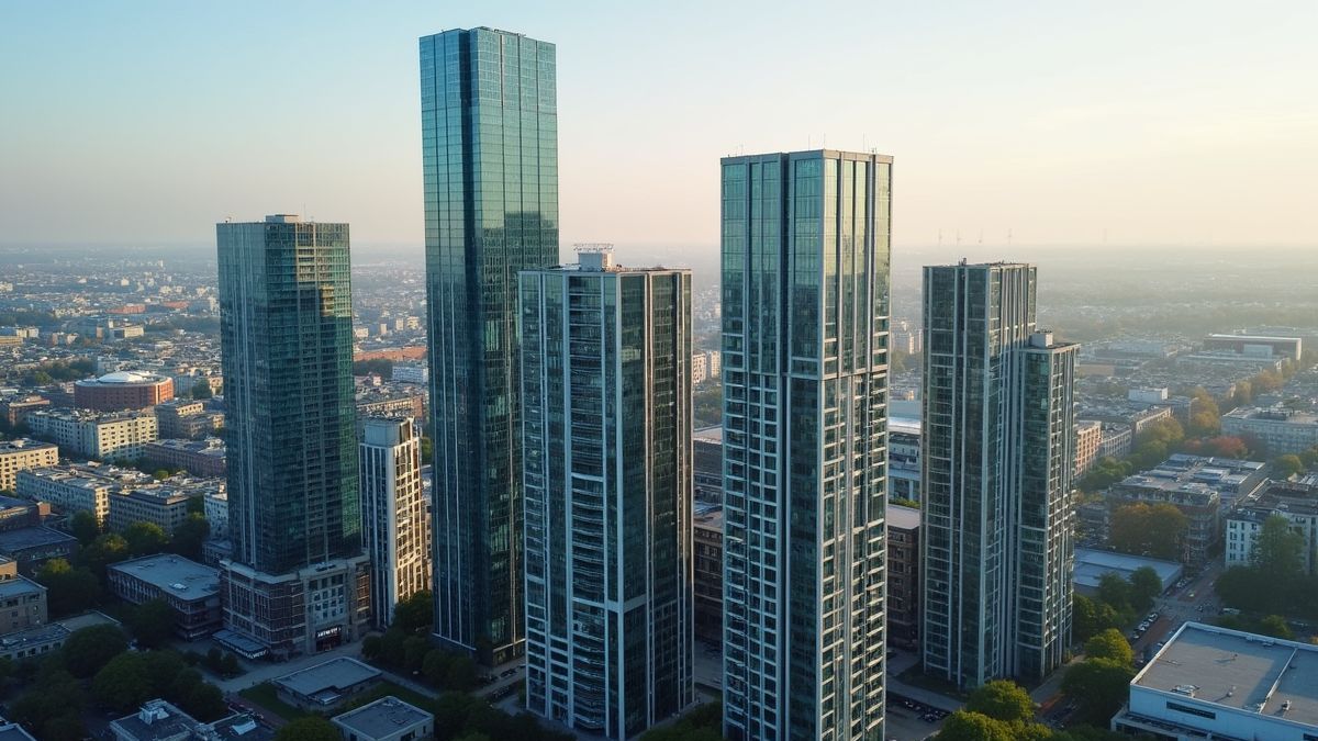 Luchtfoto van moderne wolkenkrabbers in Brussel