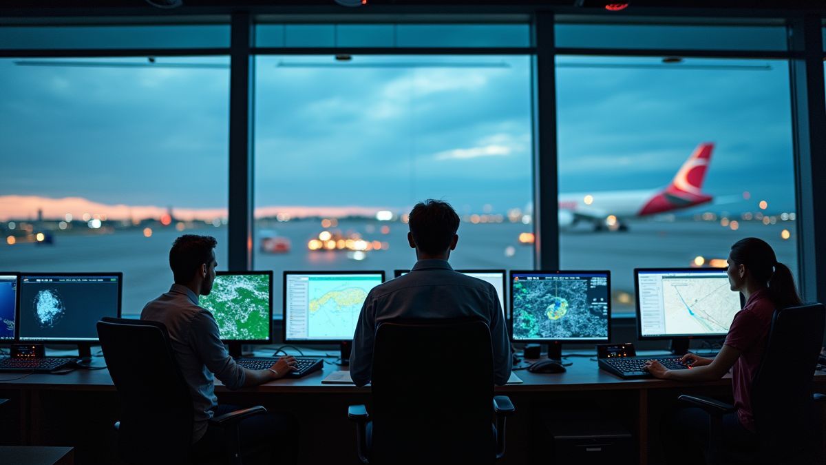 Luchtverkeersleidingsysteem in actie.
