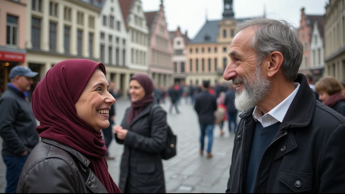 Marktplaats gevuld met diverse groepen