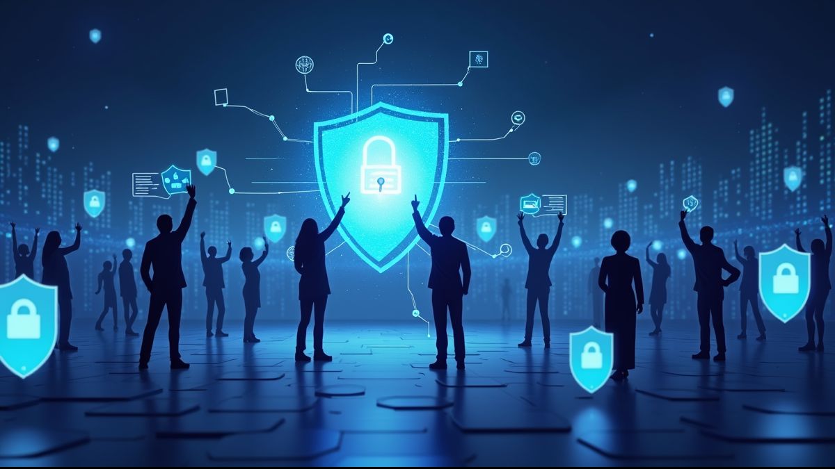 Mensen beschermen gegevens met digitale schilden