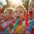Mensen die buiten kazoos spelen