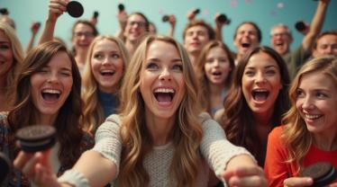 Een tafel vol Oreo koekjes en een glas melk.