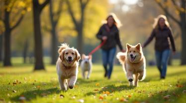 Mensen die honden uitlaten in een park in België