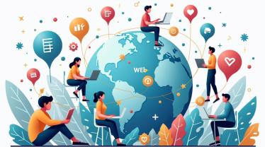 Mensen die Wereld Wijde Web Dag vieren met digitale apparaten.