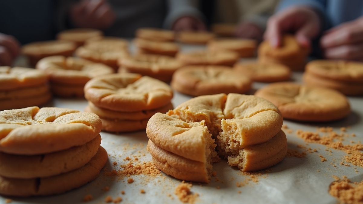 Mensen genieten van aardbevingssnacks zoals gebroken koekjes.