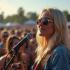 Mensen genieten van een buitenmuziekfestival