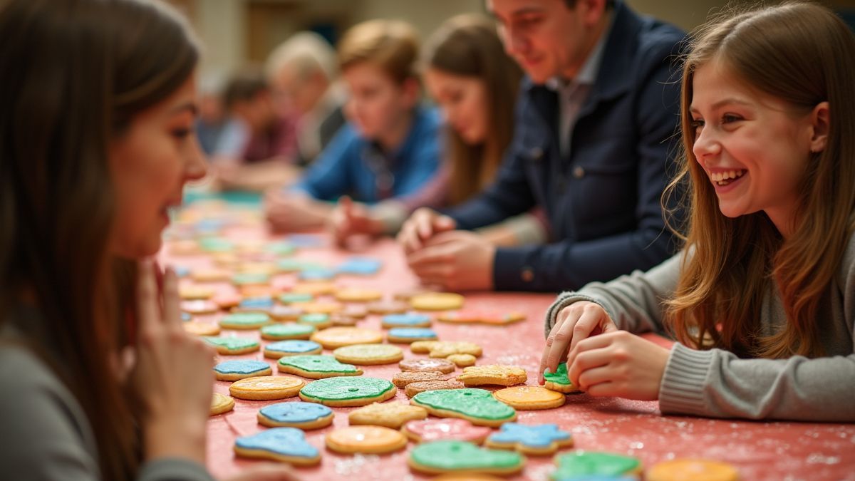 Mensen genieten van een koekjesruil evenement