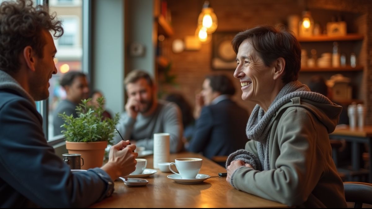 Mensen genieten van koffie in een gezellige café