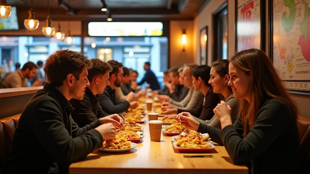 Mensen genieten van McDonald's maaltijden.