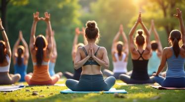 Mensen in yogasessie