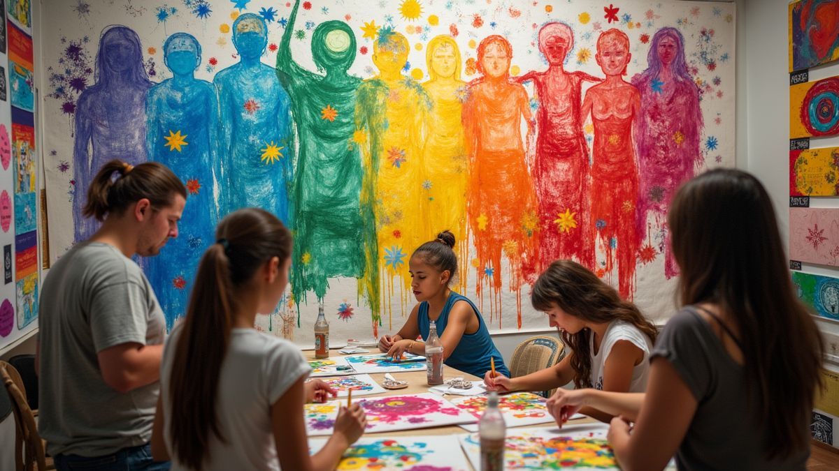 Mensen maken kunst over vrijheid
