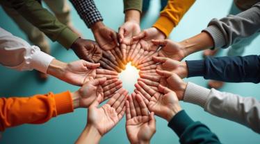 Mensen van verschillende culturen hand in hand