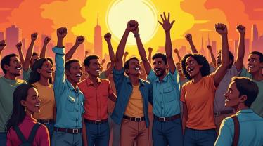 Mensen vieren César Chávez Dag.