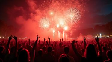 Mensen vieren met vuurwerk in België