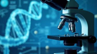 Microscoop toont dubbele helix structuur van DNA.